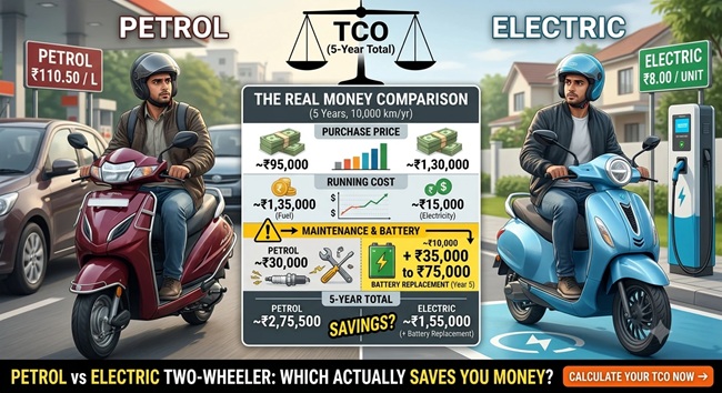 Petrol vs Electric Two Wheeler