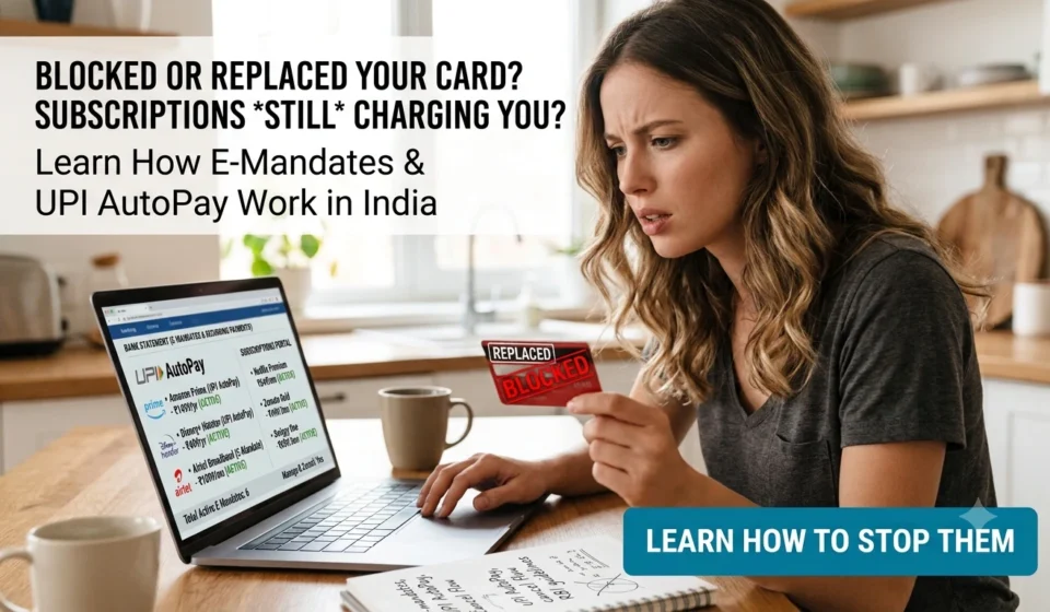 Blocked or replaced your debit card but subscriptions still charge you? Learn how card e-mandates and UPI AutoPay work in India and how to stop unwanted debits.