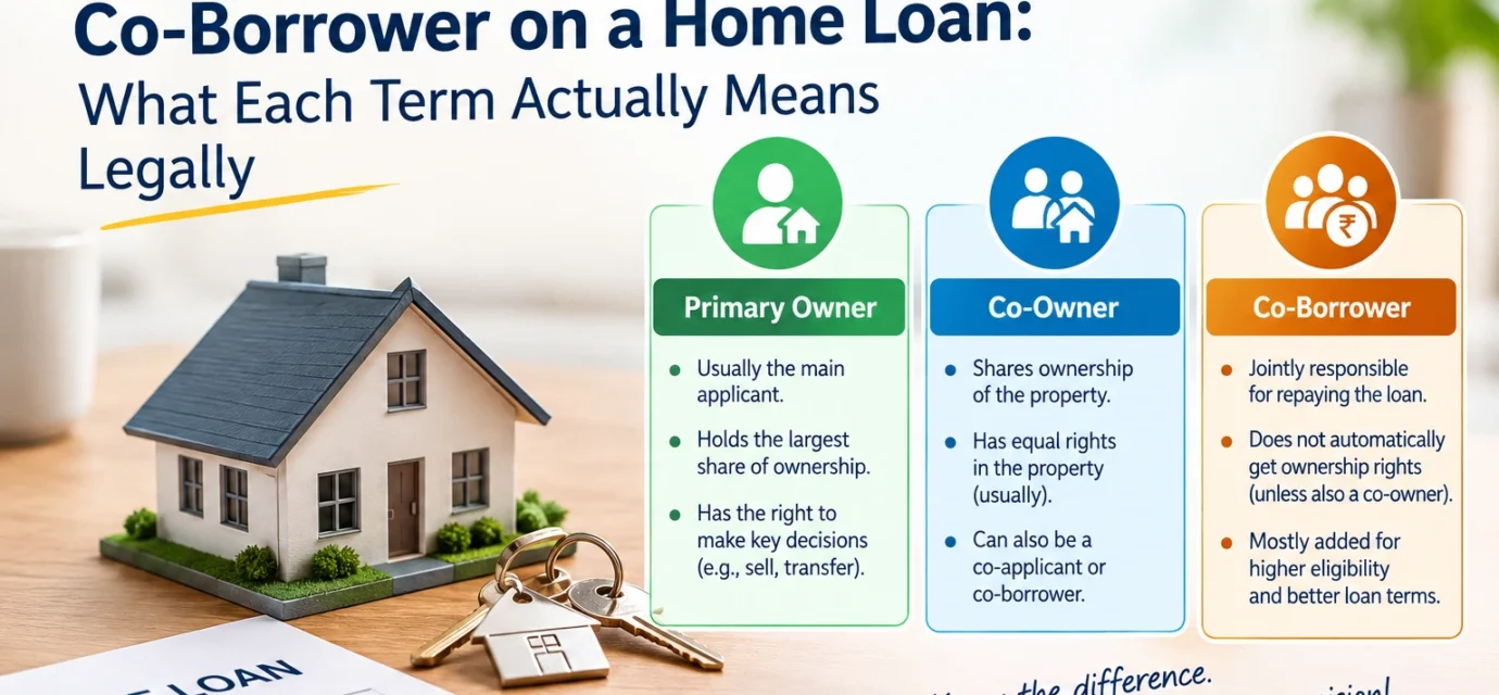 Primary owner, co-owner, co-borrower, co-applicant: what do these home loan terms actually mean legally, and how do they affect your tax benefits?