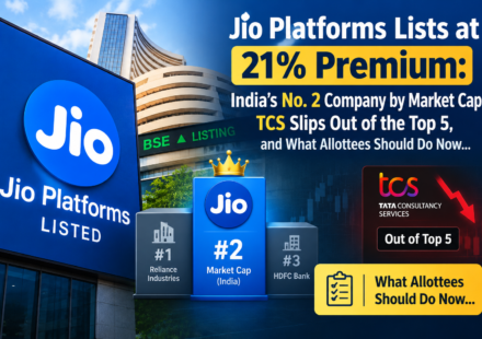 Jio Platforms listed at ₹1,358, up 21%, and became India's No. 2 company by market cap. See the rankings, GMP result and what allottees can do.